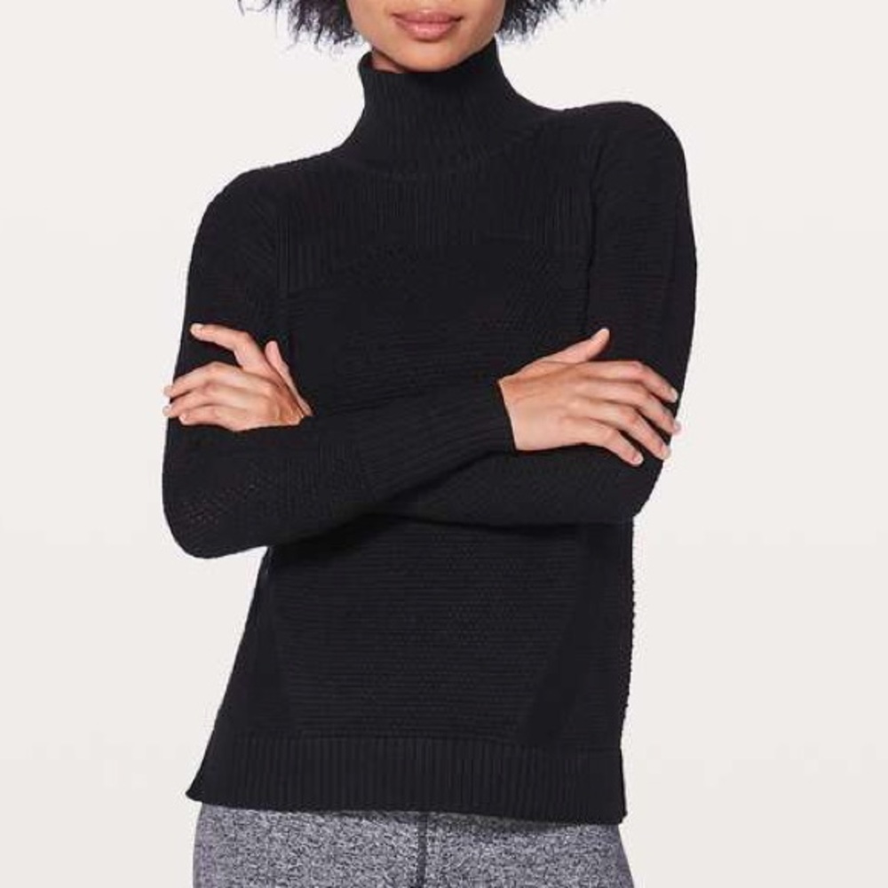 Lululemon warm and restore mock turtleneck black sweater